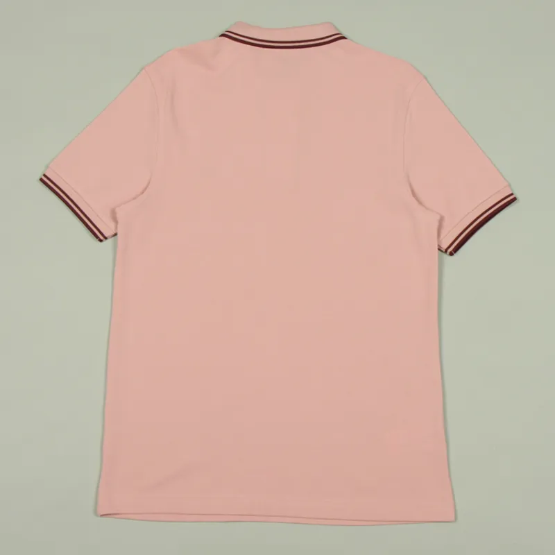 Fred Perry Twin Tipped Polo Shirt M3600 - Chalky Pink/Oxblood/Oxblood-2